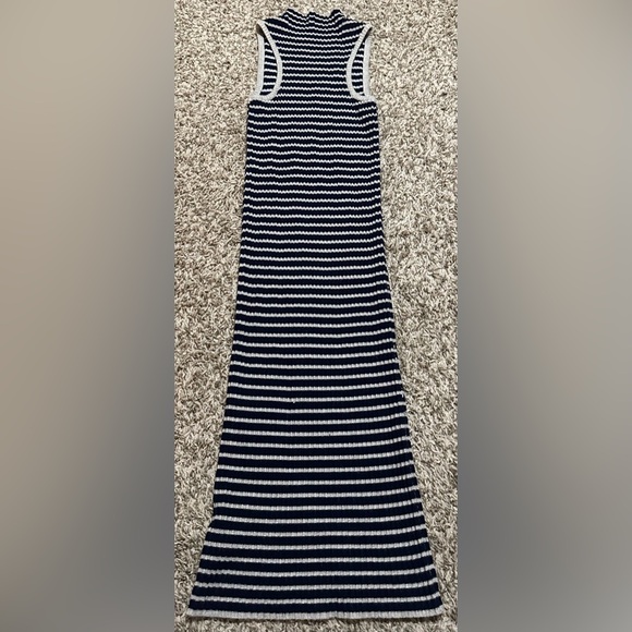 Ribbed Knit Sleeveless MIDI Dress - Navy & Gray SZ L | Fits Small To Medium - Picture 3 of 5